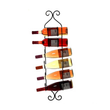 Customized Decorative 6 Bottle Rustic Metal Wall Mount Wine Racks